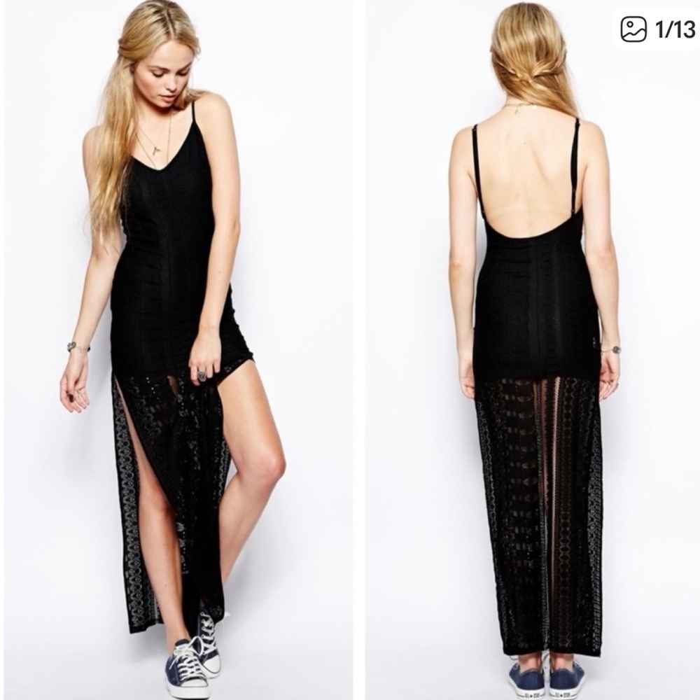 For Love and Lemons x Revolve Black Lace Overlay Maxi Dress | Small - Picture 2 of 16